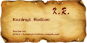 Kozányi Rodion névjegykártya